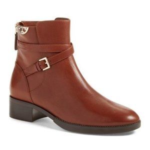 NWOT Cognac Brown Tory Burch Sidney Leather Ankle Boots Size 5